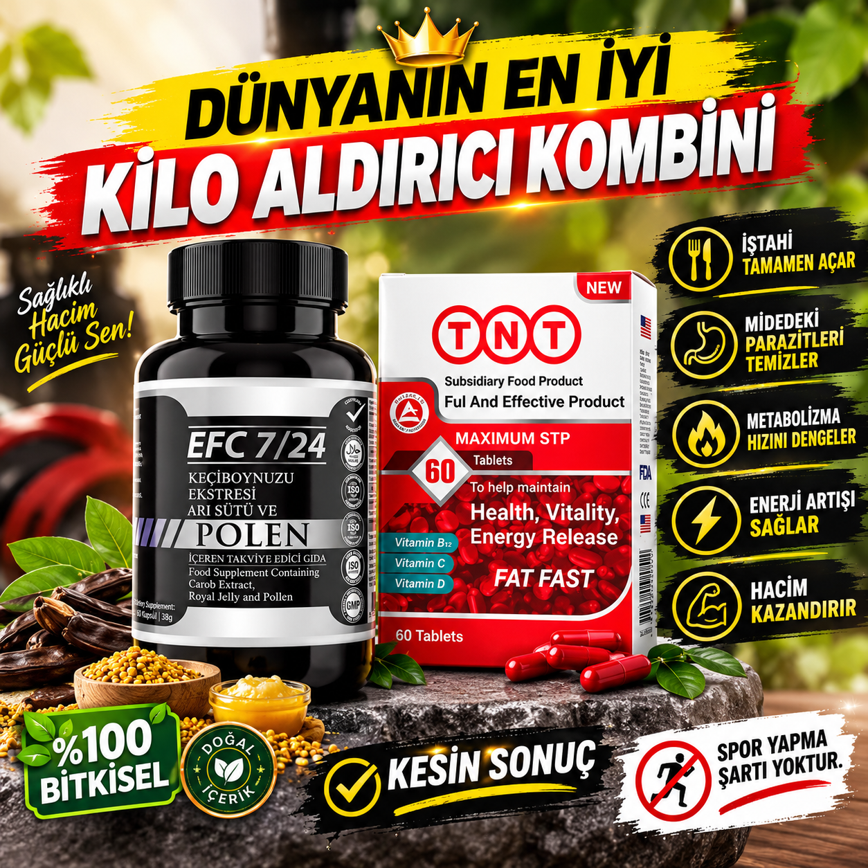 EFC 7/24 & TNT Kilo Aldırıcı ve İştah Açıcı İkili Kombin Set